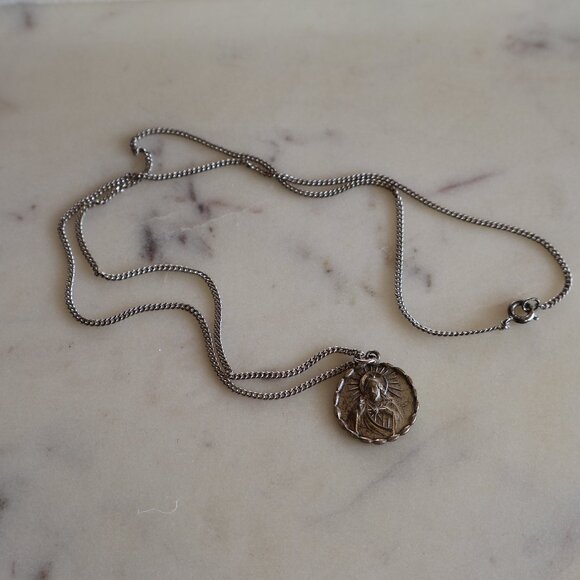 Jewelry - Sterling Silver Sacred Heart of Jesus Pendant and 20” Chain